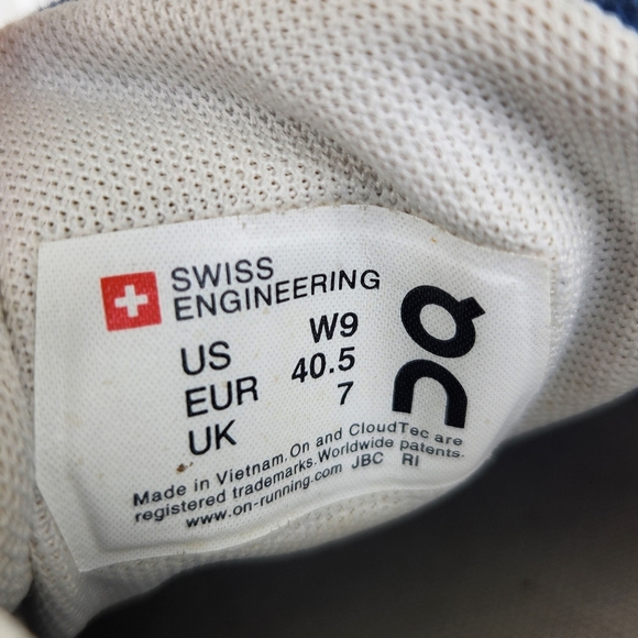 On Running "Cloud 5" Athletic Shoe Sneaker Navy Blue White | Women's Size 9 - Picture 9 of 11